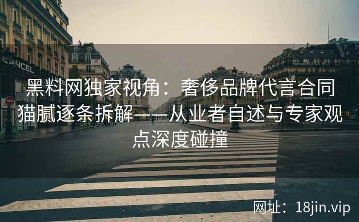 黑料网独家视角：奢侈品牌代言合同猫腻逐条拆解——从业者自述与专家观点深度碰撞