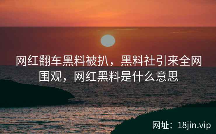 网红翻车黑料被扒，黑料社引来全网围观，网红黑料是什么意思