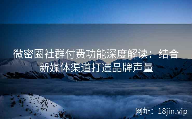 微密圈社群付费功能深度解读：结合新媒体渠道打造品牌声量