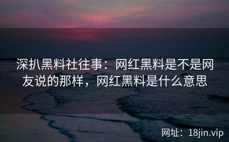 深扒黑料社往事：网红黑料是不是网友说的那样，网红黑料是什么意思
