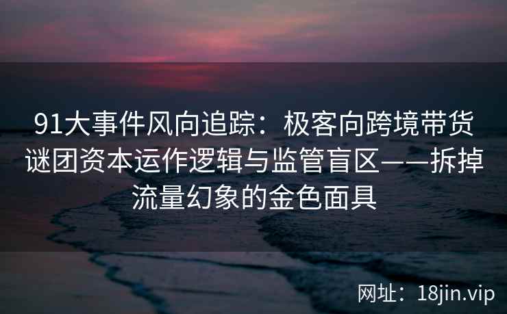 91大事件风向追踪：极客向跨境带货谜团资本运作逻辑与监管盲区——拆掉流量幻象的金色面具