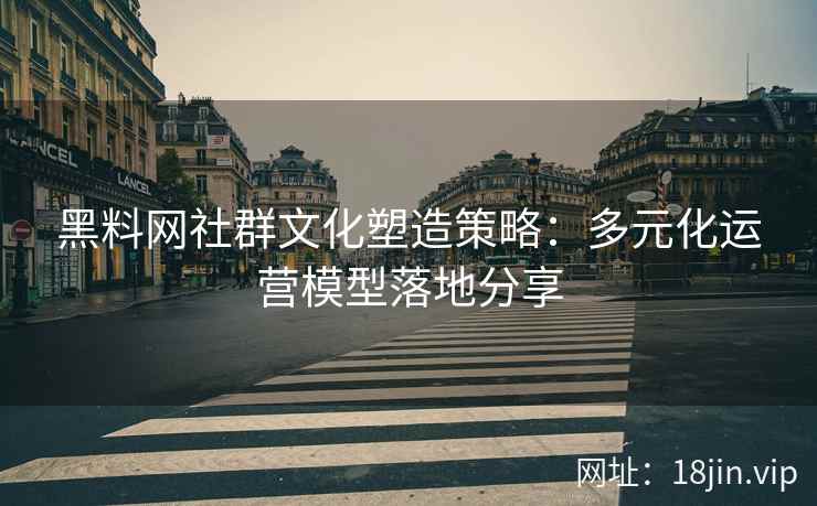 黑料网社群文化塑造策略：多元化运营模型落地分享