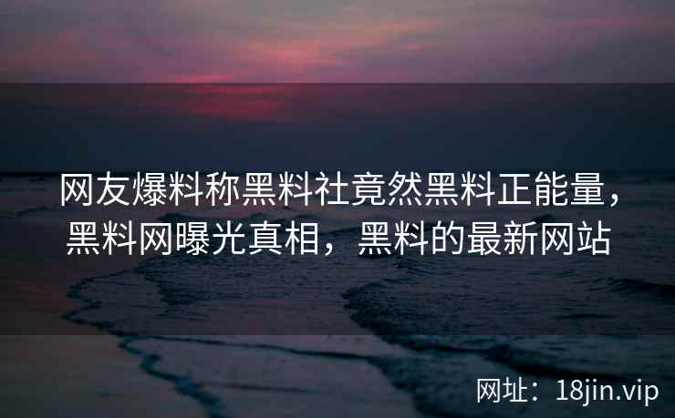 网友爆料称黑料社竟然黑料正能量，黑料网曝光真相，黑料的最新网站