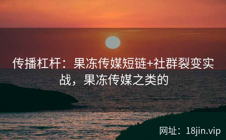传播杠杆：果冻传媒短链+社群裂变实战，果冻传媒之类的