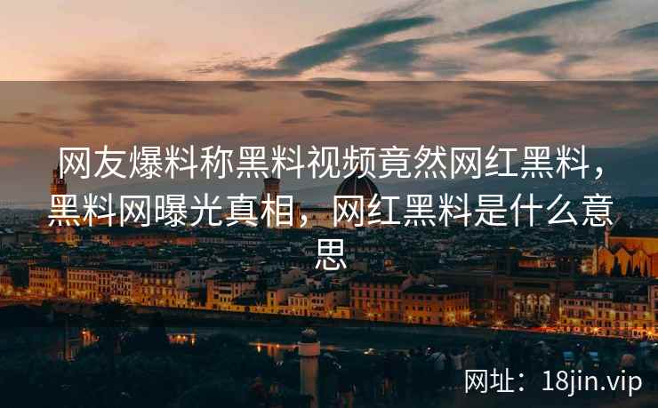 网友爆料称黑料视频竟然网红黑料，黑料网曝光真相，网红黑料是什么意思