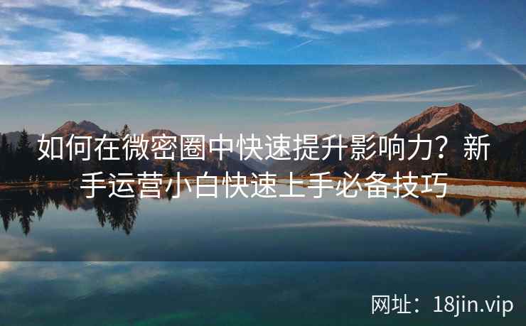 如何在微密圈中快速提升影响力？新手运营小白快速上手必备技巧