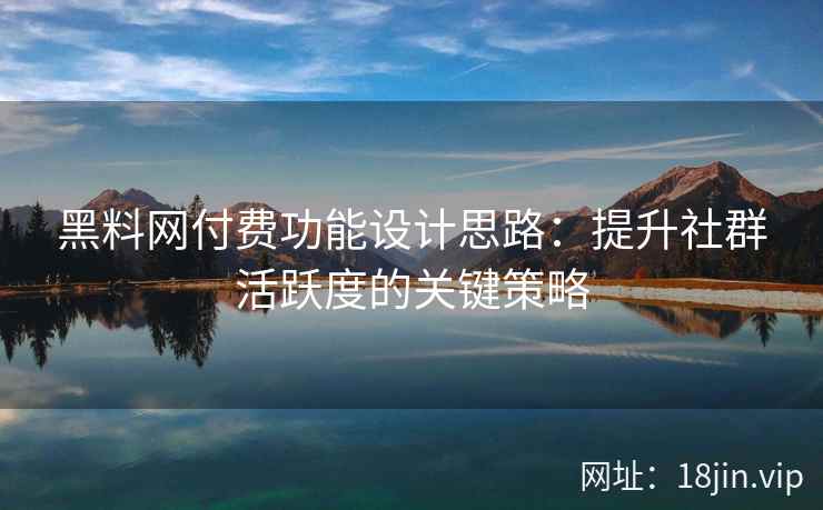 黑料网付费功能设计思路：提升社群活跃度的关键策略