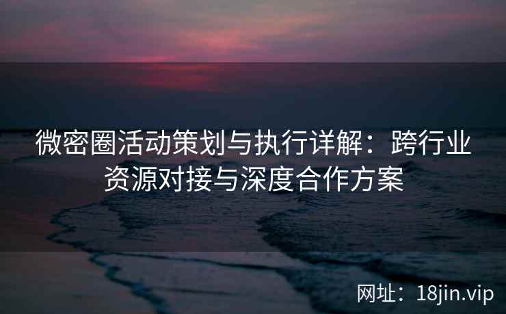 微密圈活动策划与执行详解：跨行业资源对接与深度合作方案