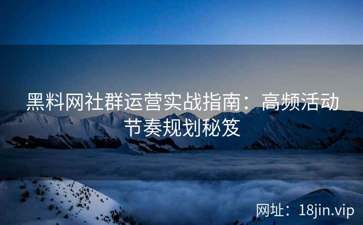 黑料网社群运营实战指南：高频活动节奏规划秘笈