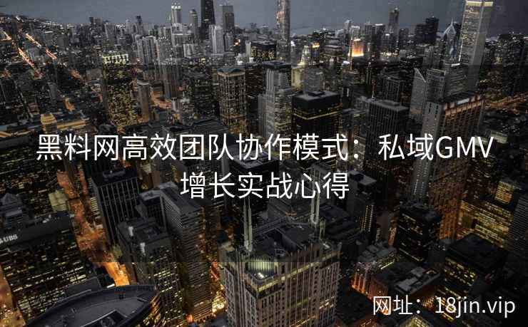 黑料网高效团队协作模式：私域GMV增长实战心得