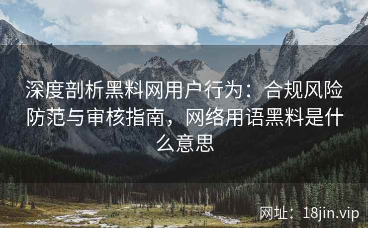 深度剖析黑料网用户行为:合规风险防范与审核指南,网络用语黑料是什么意思